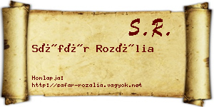 Sáfár Rozália névjegykártya